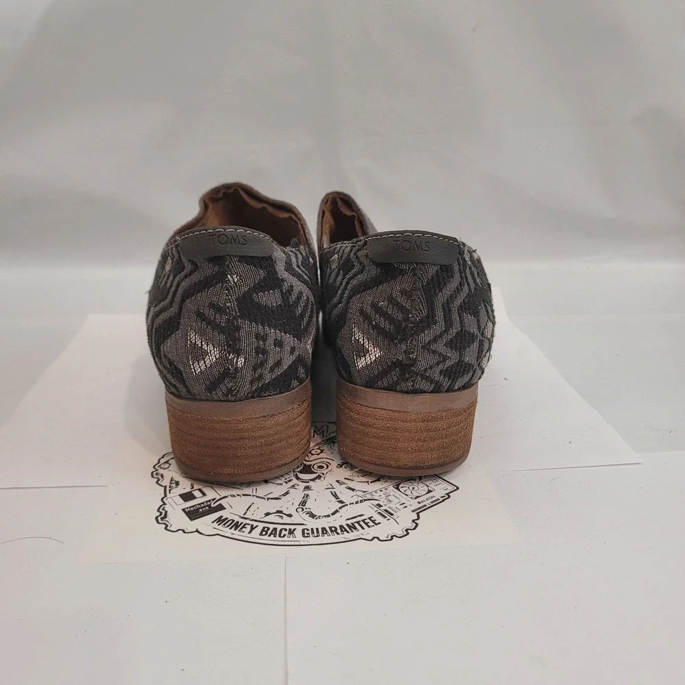 TOMS Deia Booties Womens 9 Grey Suede Woven Textile Ankle Boots Slip On